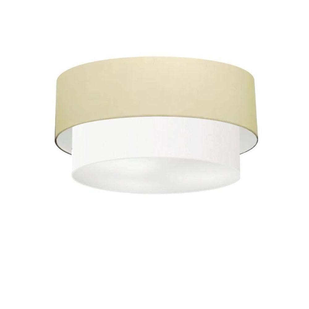 Plafon Duplo Cilíndrico Vivare Md-3017 Cúpula Em Tecido 50x40cm - Bivolt Algodão-crú-branco 127/220v
