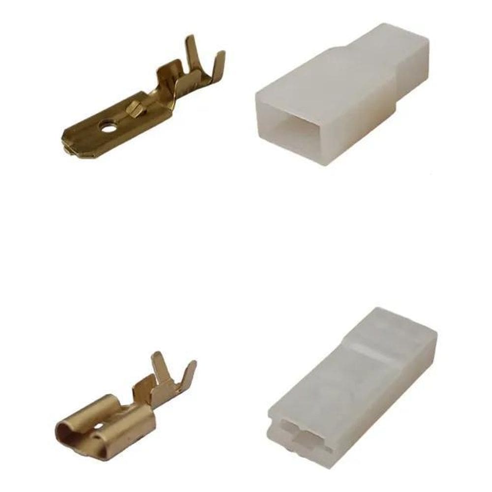 Kit Com 50 Terminais Machos E Fêmeas De Encaixe 6,3 E Capas