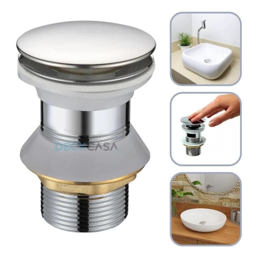 Válvula Click Up Luxo Inteligente Inox Cuba Banheiro 7/8