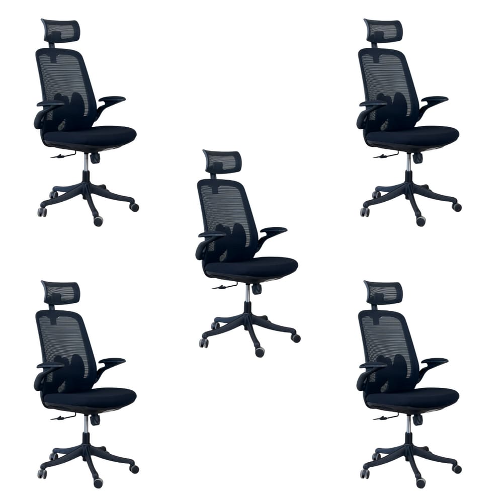 Kit 5 Cadeiras de Escritório Presidente Ergonômica Oficial Corporativa Royale Apoio Nuca