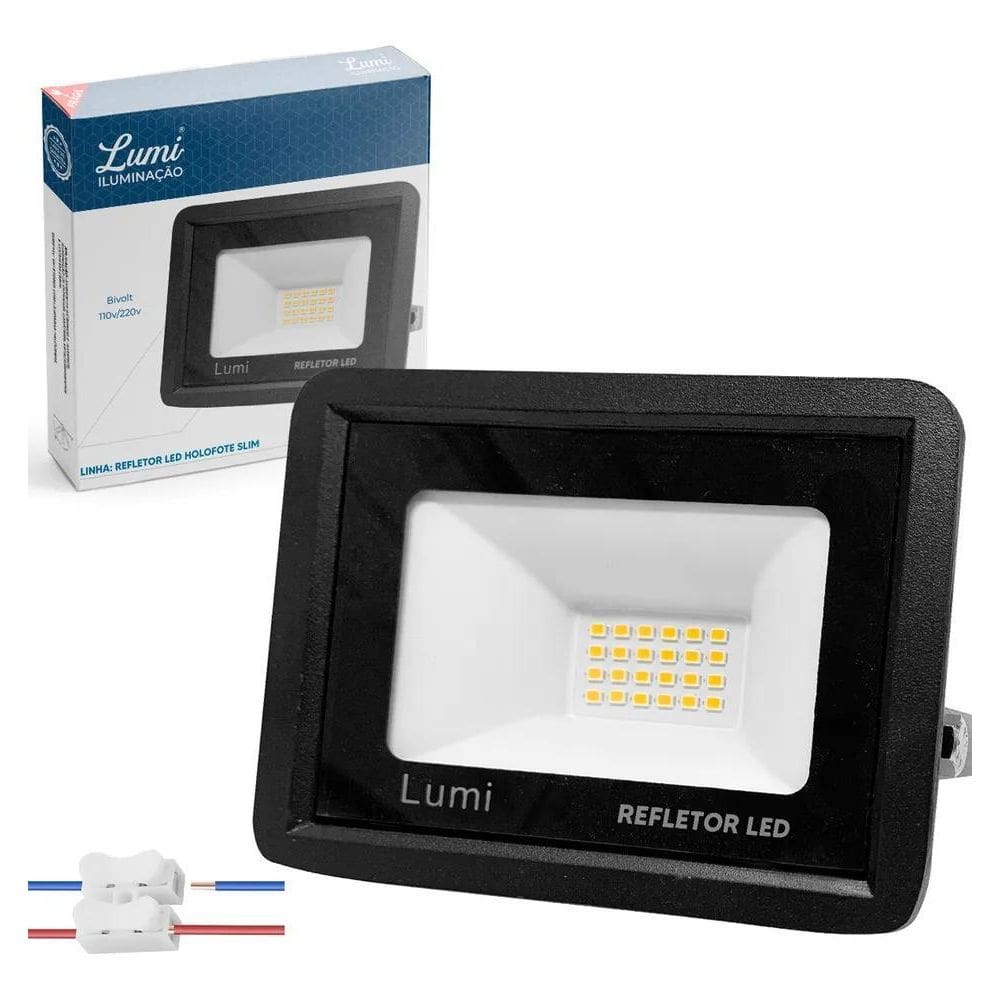 Refletor Super Led 50W Holofote Slim Prova D`Água Cor Da Luz