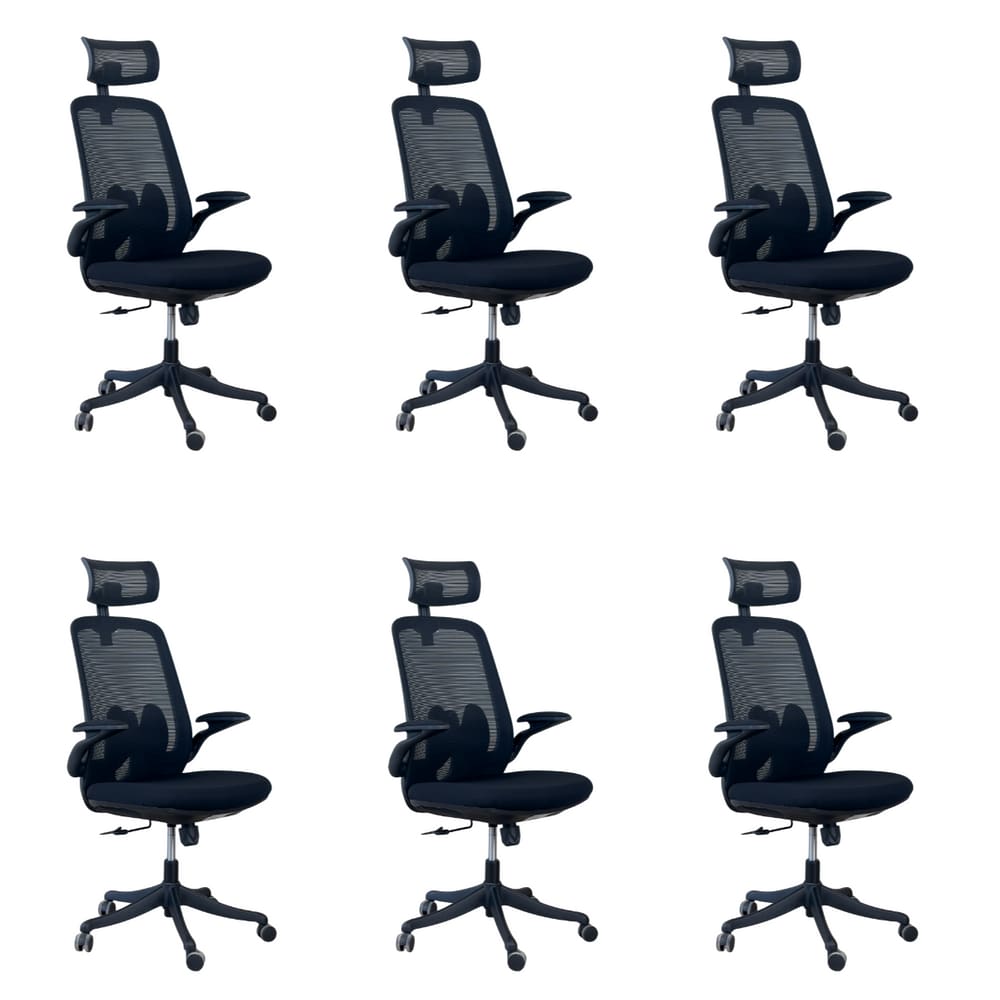 Kit 6 Cadeiras de Escritório Presidente Ergonômica Oficial Corporativa Royale Apoio Nuca