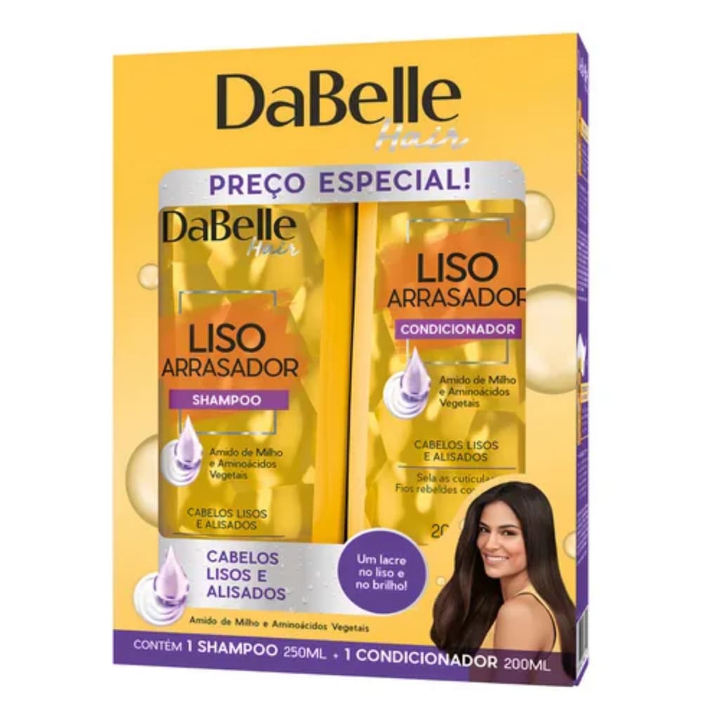 Kit Shampoo e Condicionador Liso Arrasador Dabelle Vitaminas