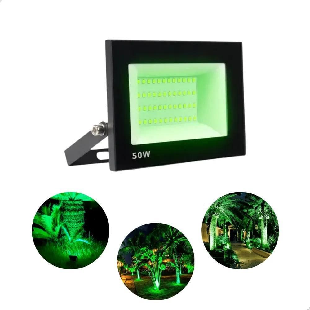 Luminária Refletor Led Holofote Slim Mini Montável 50W Preto