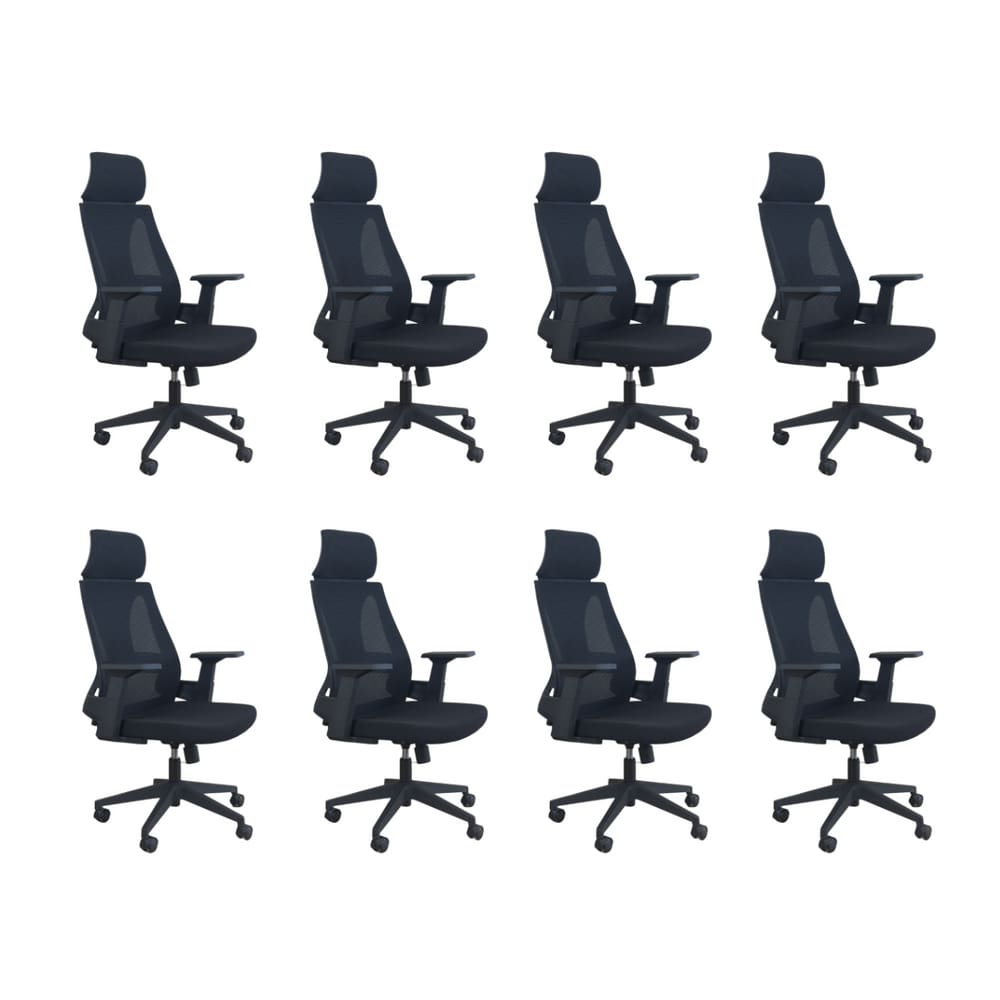 Kit 8 Cadeiras de Escritório Presidente Ergonômica Oficial Corporativa Elite Apoio Nuca
