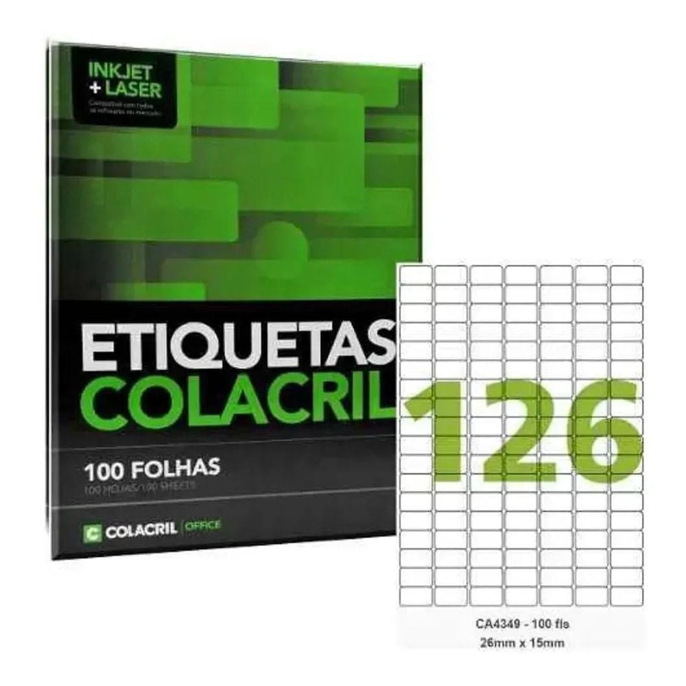 Etiqueta Impressora A4 26 X 15Mm Colacril 100Fls Ca4349 Cor