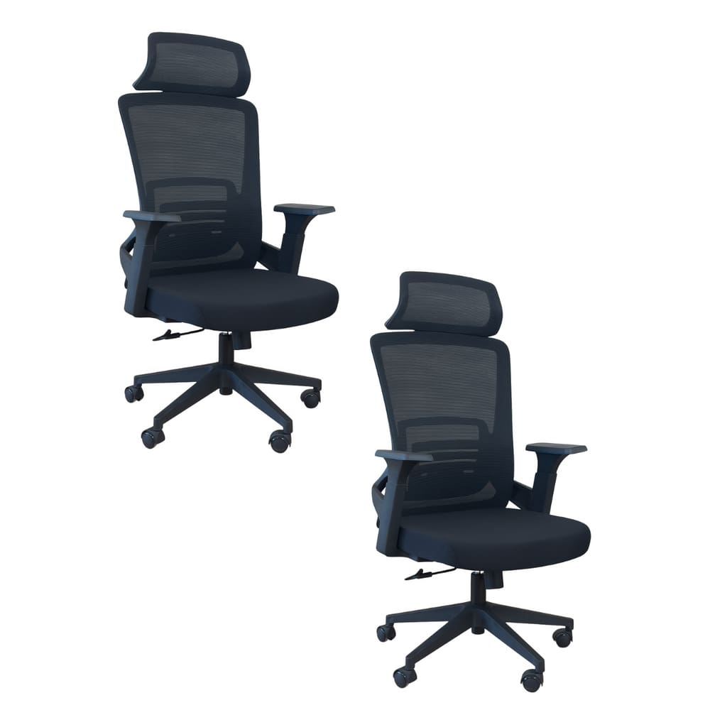 Kit 2 Cadeiras de Escritório Presidente Ergonômica Oficial Corporativa Lux Apoio Nuca