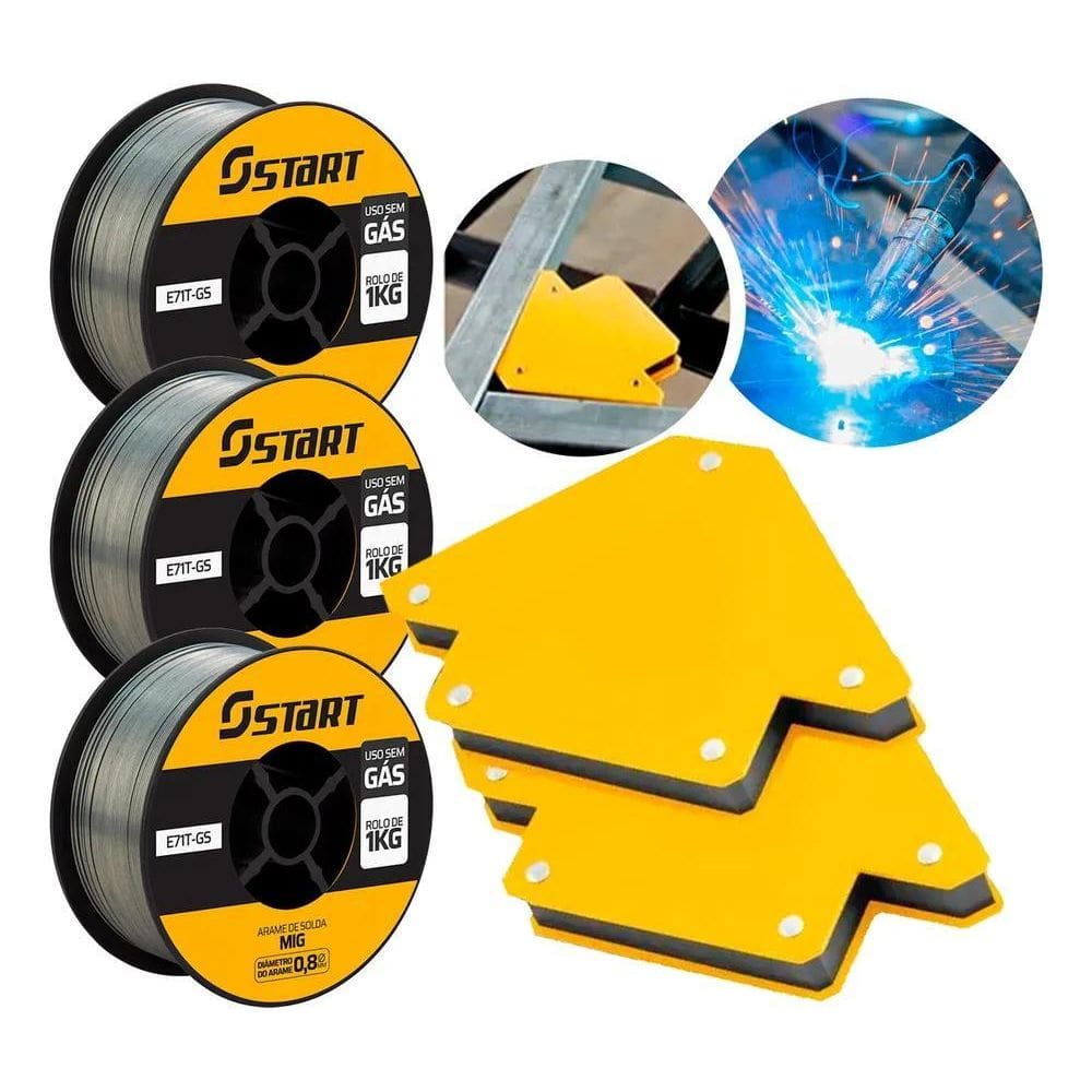 Kit 3 Arame Solda Mig Uso Sem Gás 0,8Mm 1Kg E71T-Gs Start +