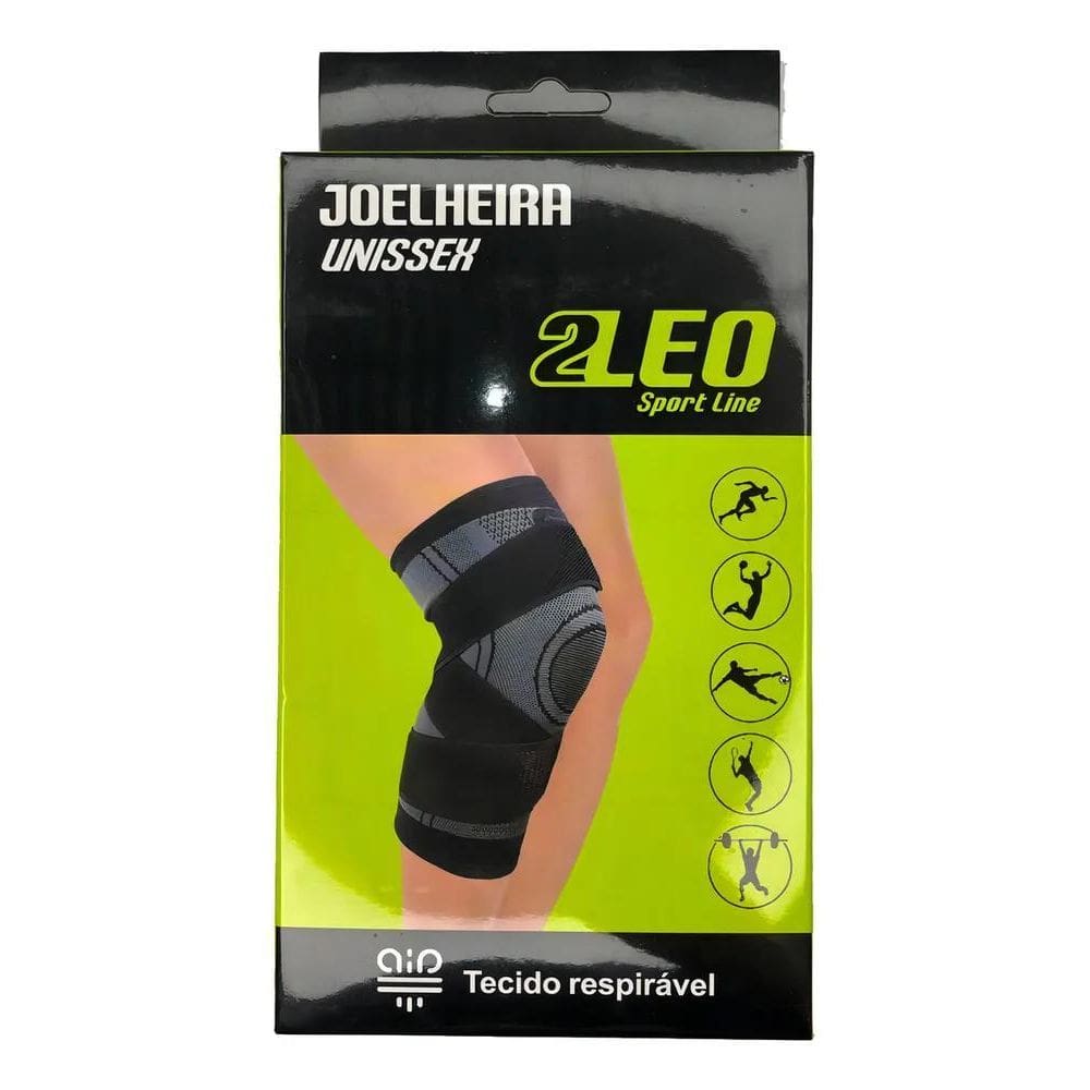 Joelheira Compressão Esportiva 2Leo Sl001G Cor Preto/Cinza T
