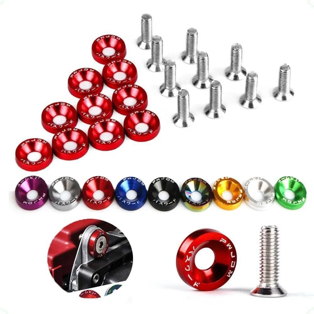 Parafuso Arruela Anodizada M6 Jdm Fender Tuning Kit 10 Pçs