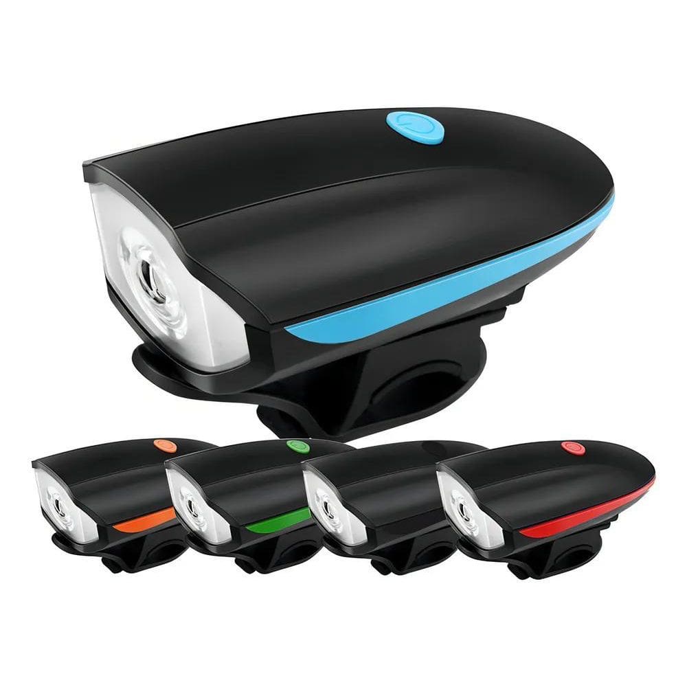 Lanterna Farol T-6 Com Buzina Bicicleta Recarregável Usb Cor