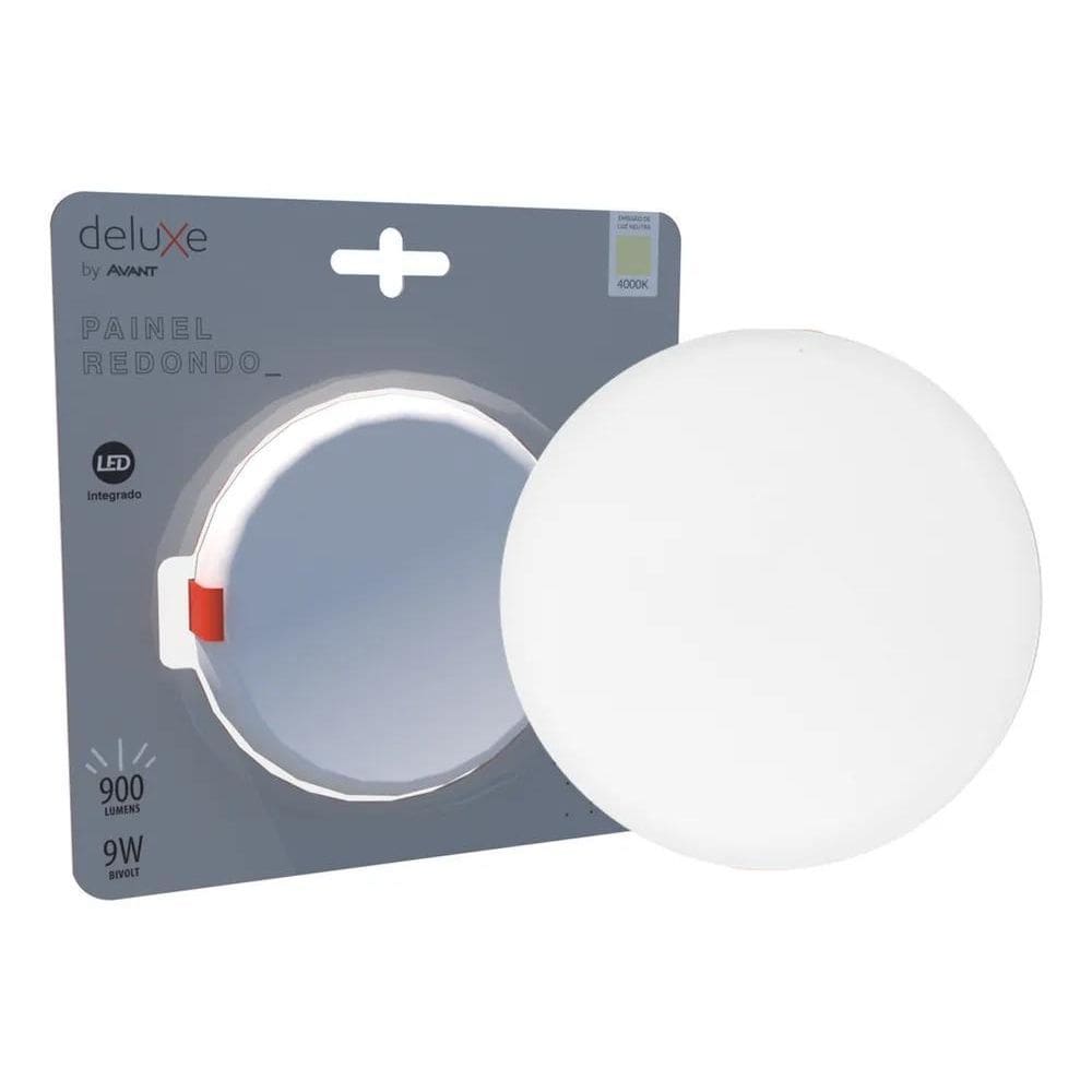 Painel Flat Led Embutir Redondo 9W Neutro 4000K Bivolt Cor N