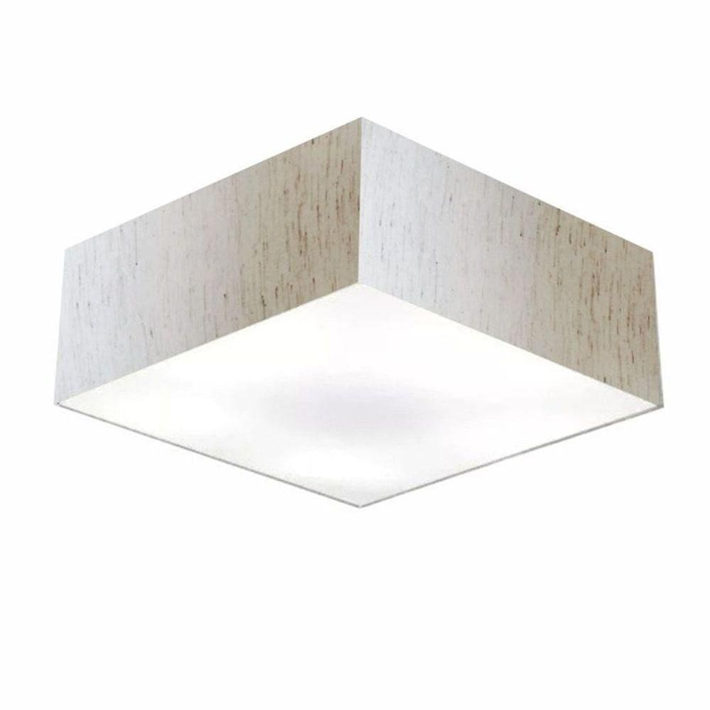Plafon Quadrado Vivare Md-3052 Cúpula Em Tecido 15/60x60cm - Bivolt Linho Bege 127/220v