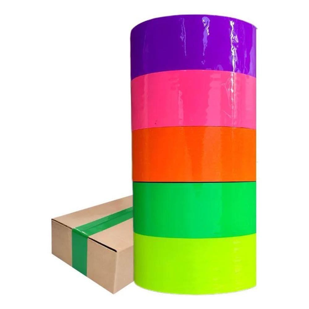 Fita Adesiva Durex Larga Colorida Neon 5 Rolos 48Mmx40M