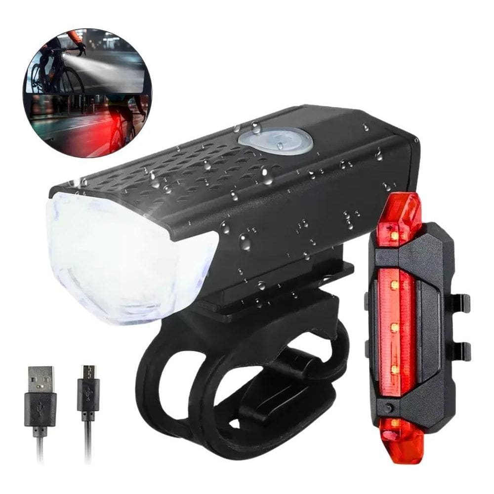 Kit Farol Bike Led Ultra Forte Lanterna Recarregável Potente