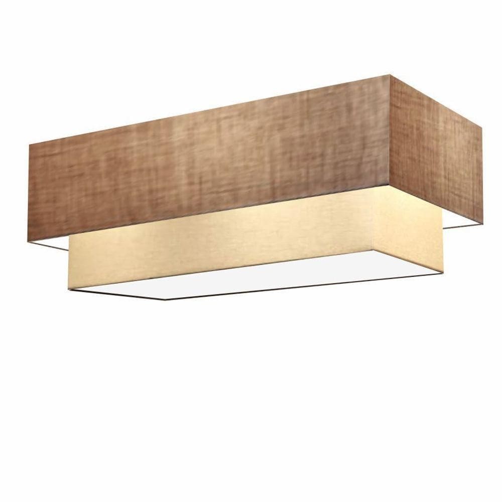 Plafon Duplo Retangular Vivare Md-3071 Cúpula Em Tecido 80x40cm X 70x30cm - Bivolt Palha-bege 127/220v