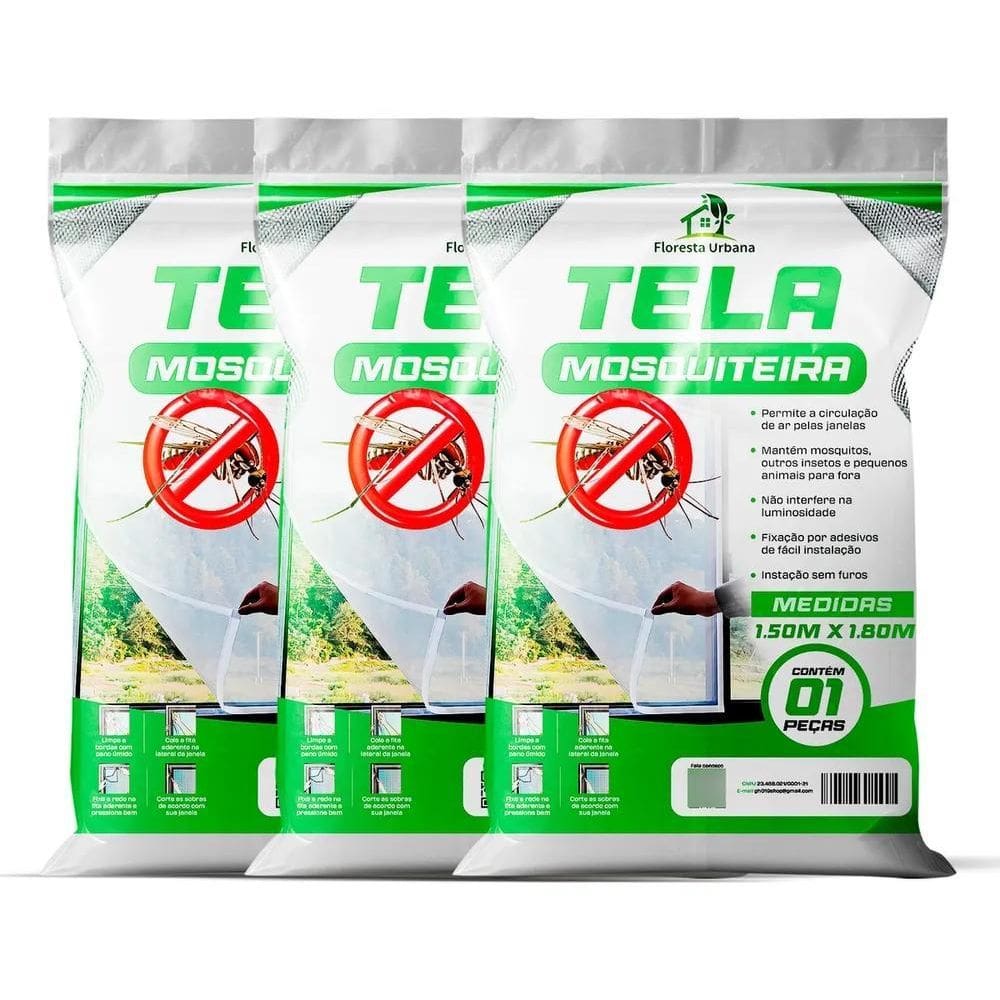 Kit 3 Telas Mosquiteira Janela Anti-Inseto Para Mosquito Pro