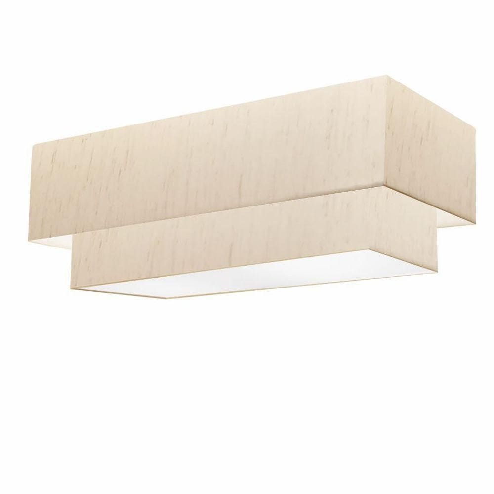 Plafon Duplo Retangular Vivare Md-3072 Cúpula Em Tecido 99x40cm X 80x30cm - Bivolt Linho Bege 127/220v