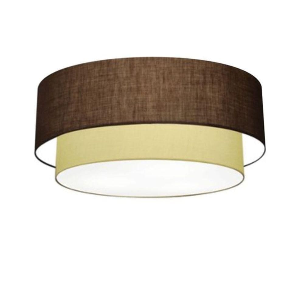 Plafon Duplo Cilíndrico Vivare Md-3064 Cúpula Em Tecido 70x60cm - Bivolt Café-algodão-crú 127/220v