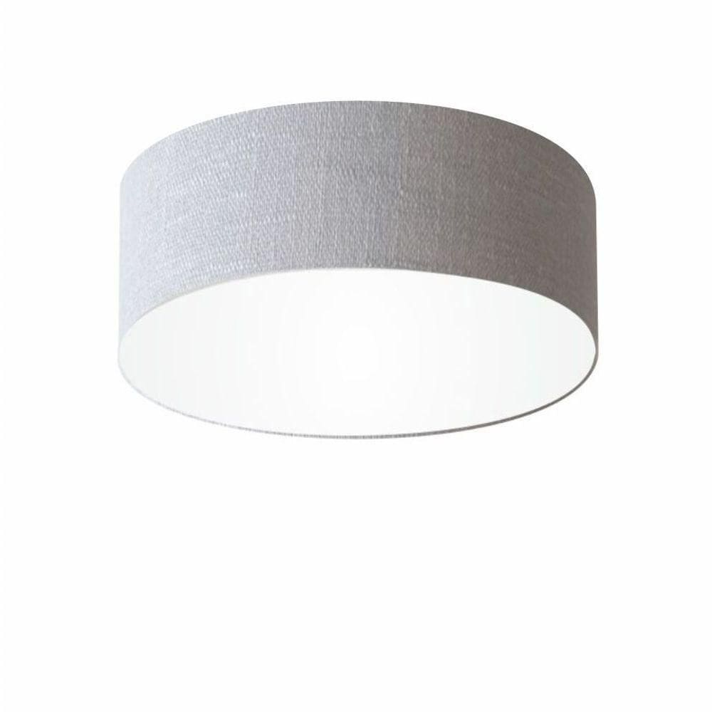 Plafon Cilíndrico Md-3046 Cúpula Em Tecido 35x12cm Rústico Cinza - Bivolt