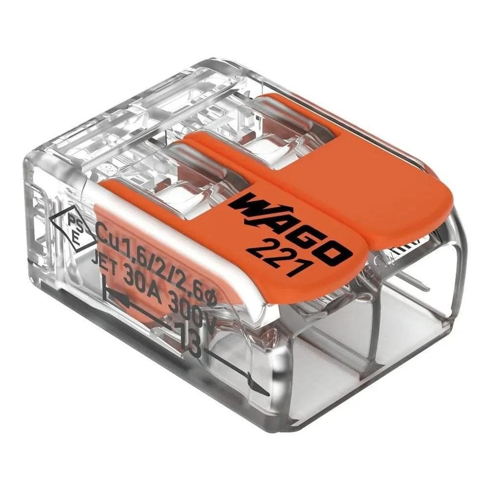 10 Pç Conector Wago Emenda 2 Via Fios Cabos 6Mm Mod 221-612