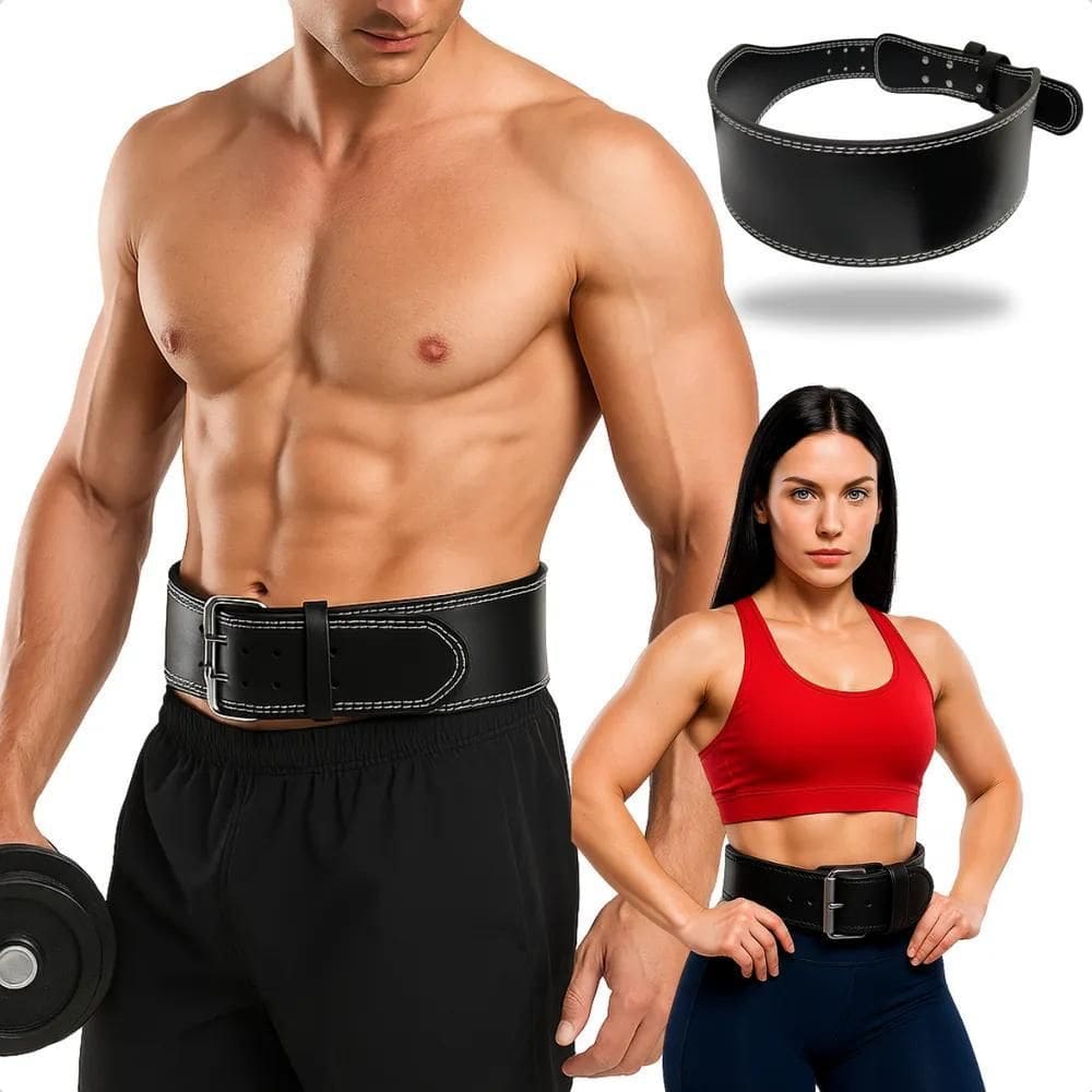 Cinturão De Couro Academia Crossfit Agachamento Fit