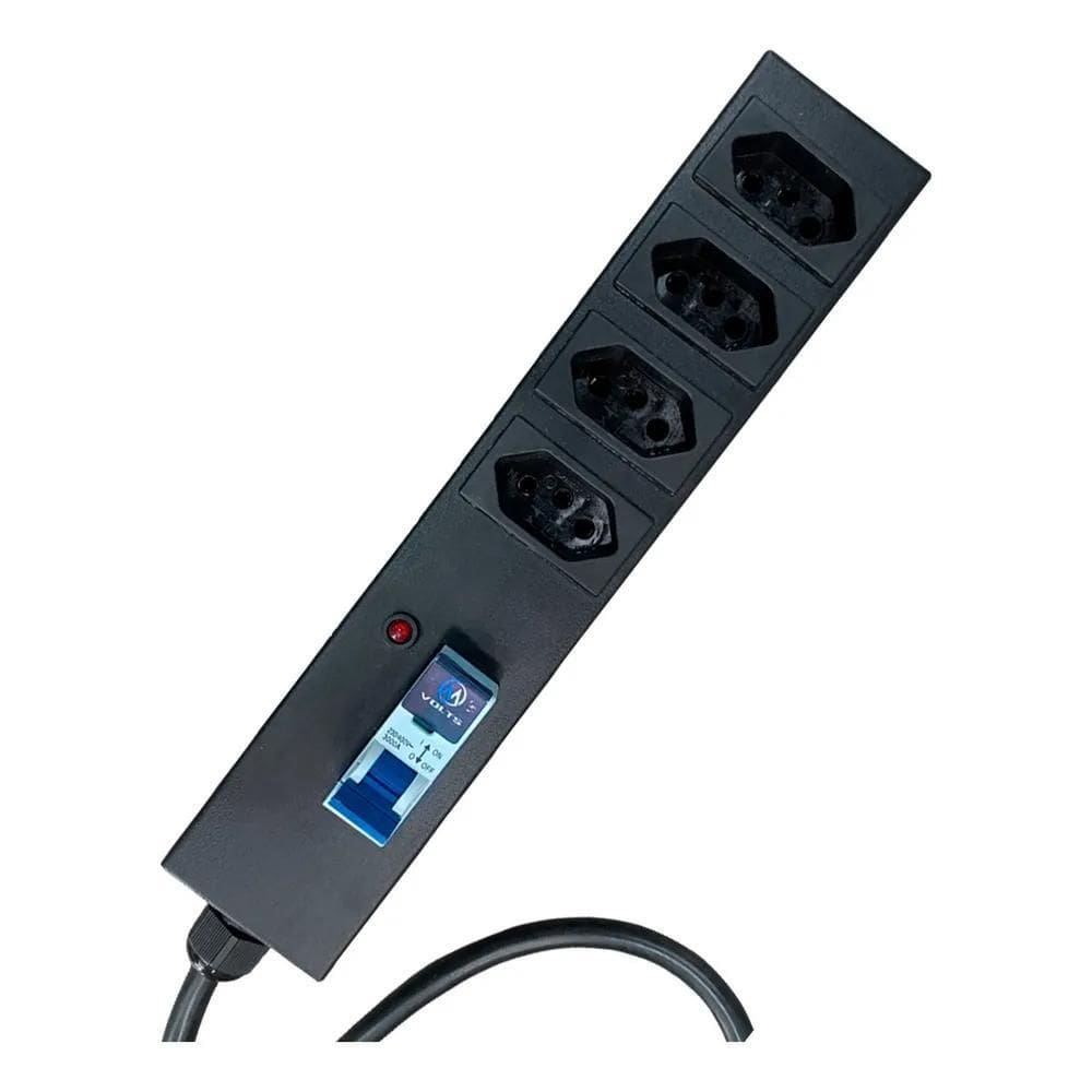 Filtro Linha Metalico 20A 4 Tomadas Regua Disjuntor Protetor
