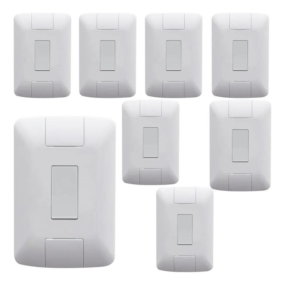 Conjunto 8 Interruptor Simples 4X2 Branco Tramontina Aria