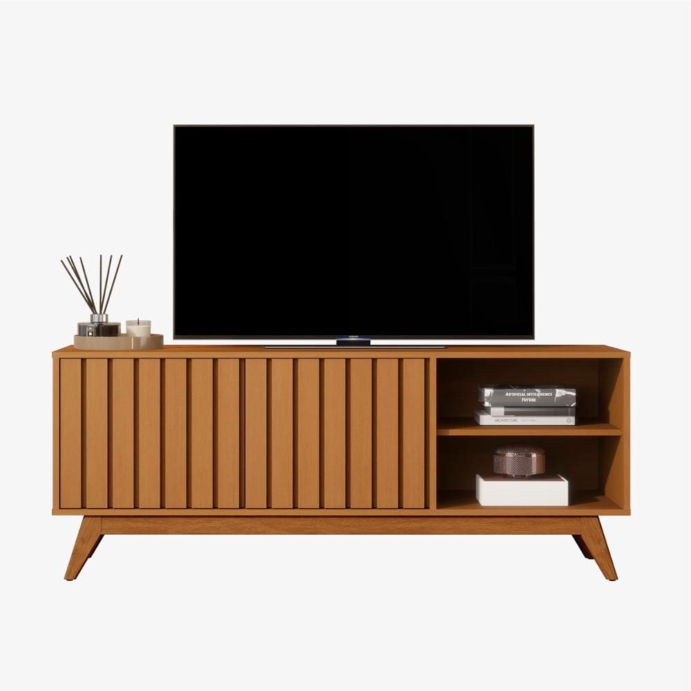 Rack Bancada Açai 140 cm TV até 60” com Pés Madeira Maciça