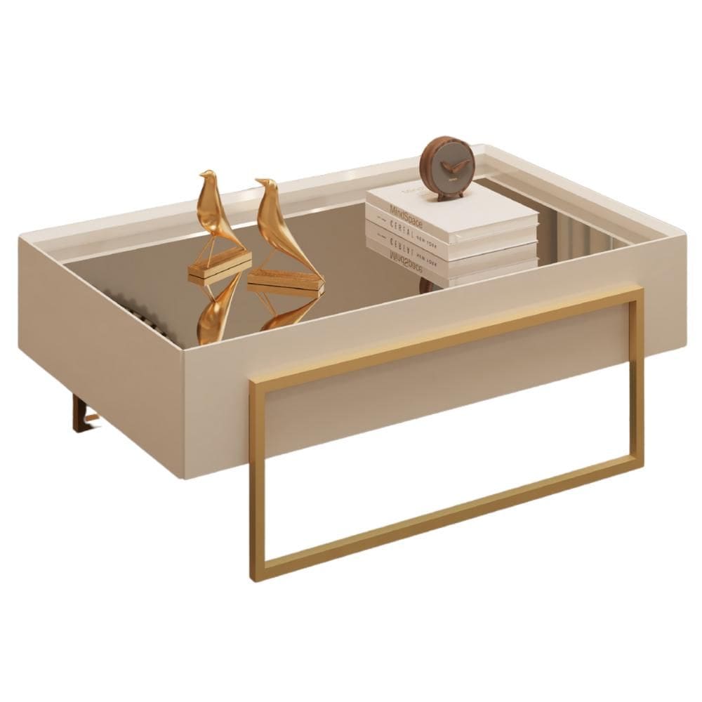 Mesa Centro Espelhada 92 cm Pes Metal Kika DJ MOVEIS