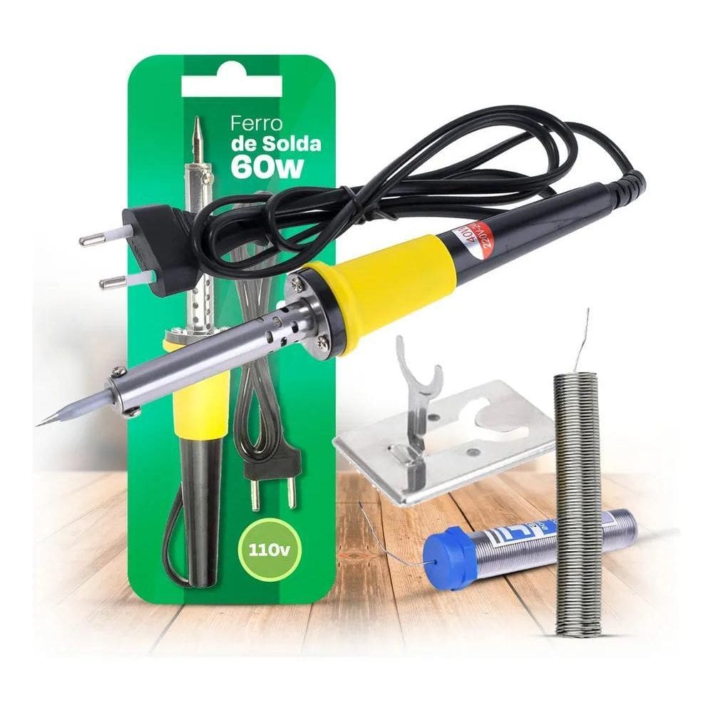 Kit Ferro De Solda 127V Profissional 60W Ponta Fina Soldador