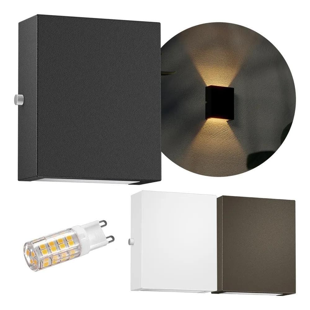 1X Arandela Mini Slim 2 Focos Externa + Led G9 5W Mf143