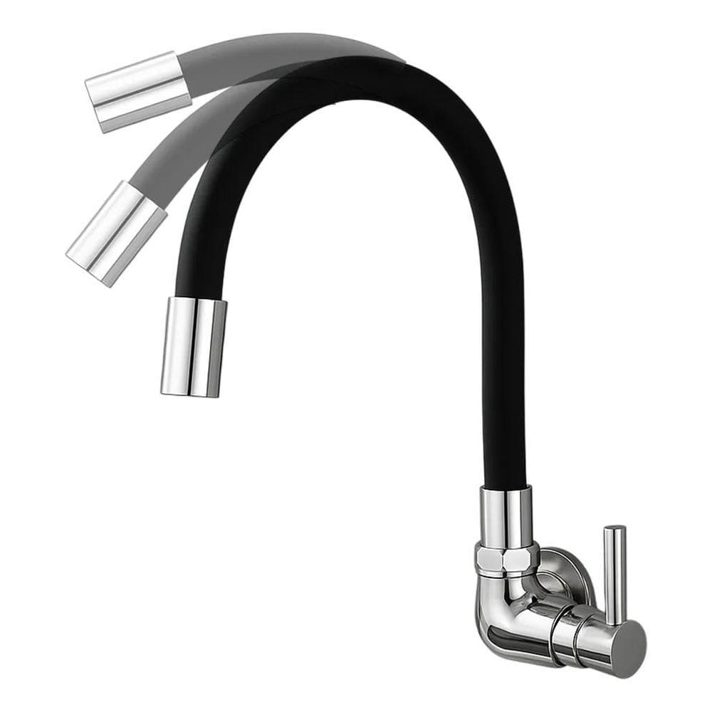 Torneira Flexível Para Cozinha Preto Brilhante De Parede Com