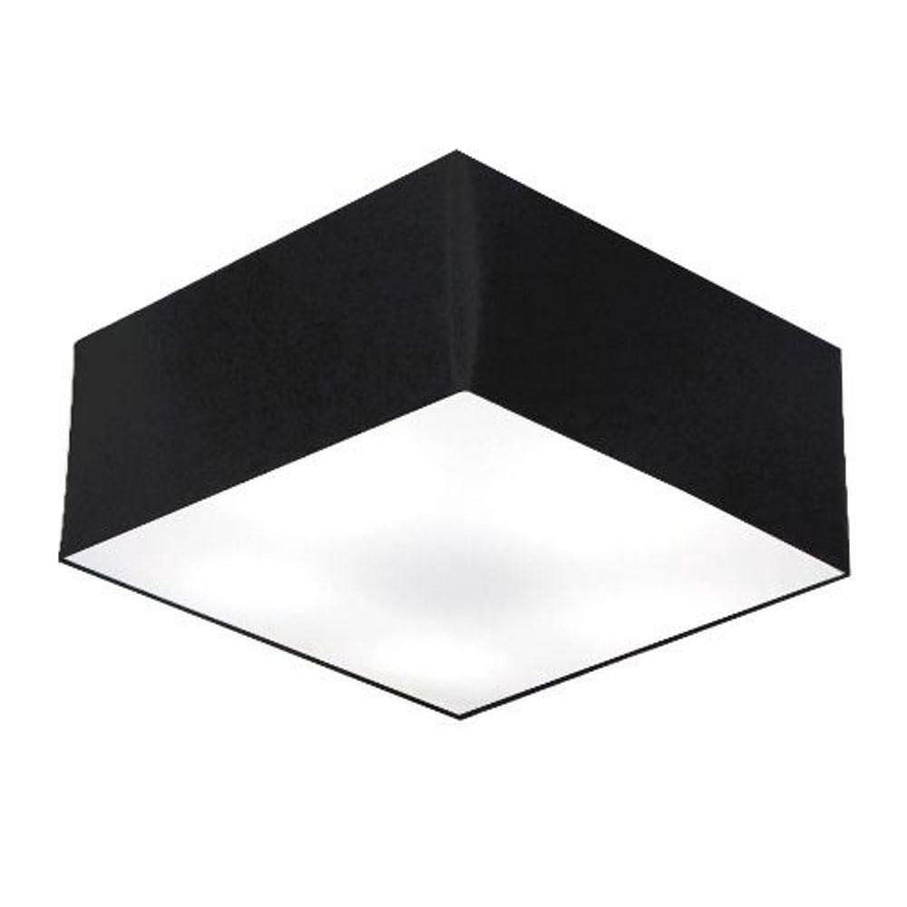 Plafon Quadrado Vivare Md-3053 Cúpula Em Tecido 21/60x60cm - Bivolt Preto 127/220v