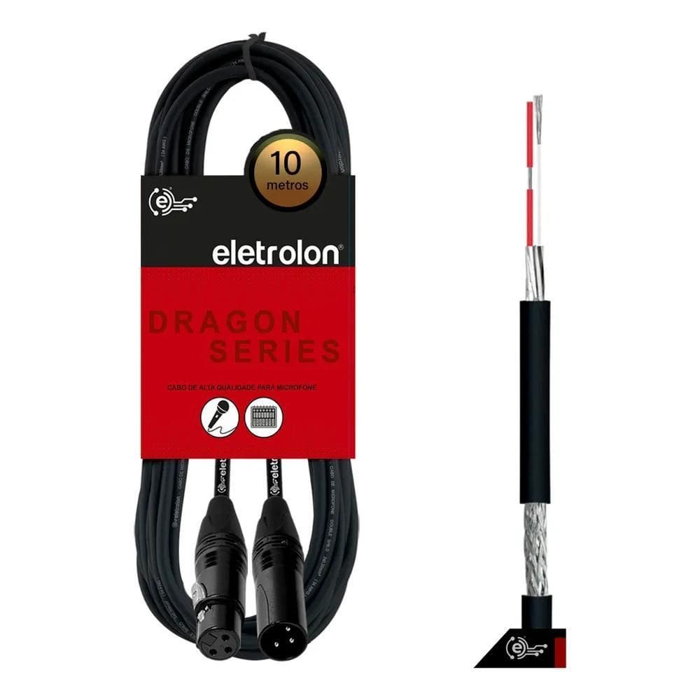 3X Cabo De Microfone Balanceado Xlr Macho Xlr Femea 10M Metr