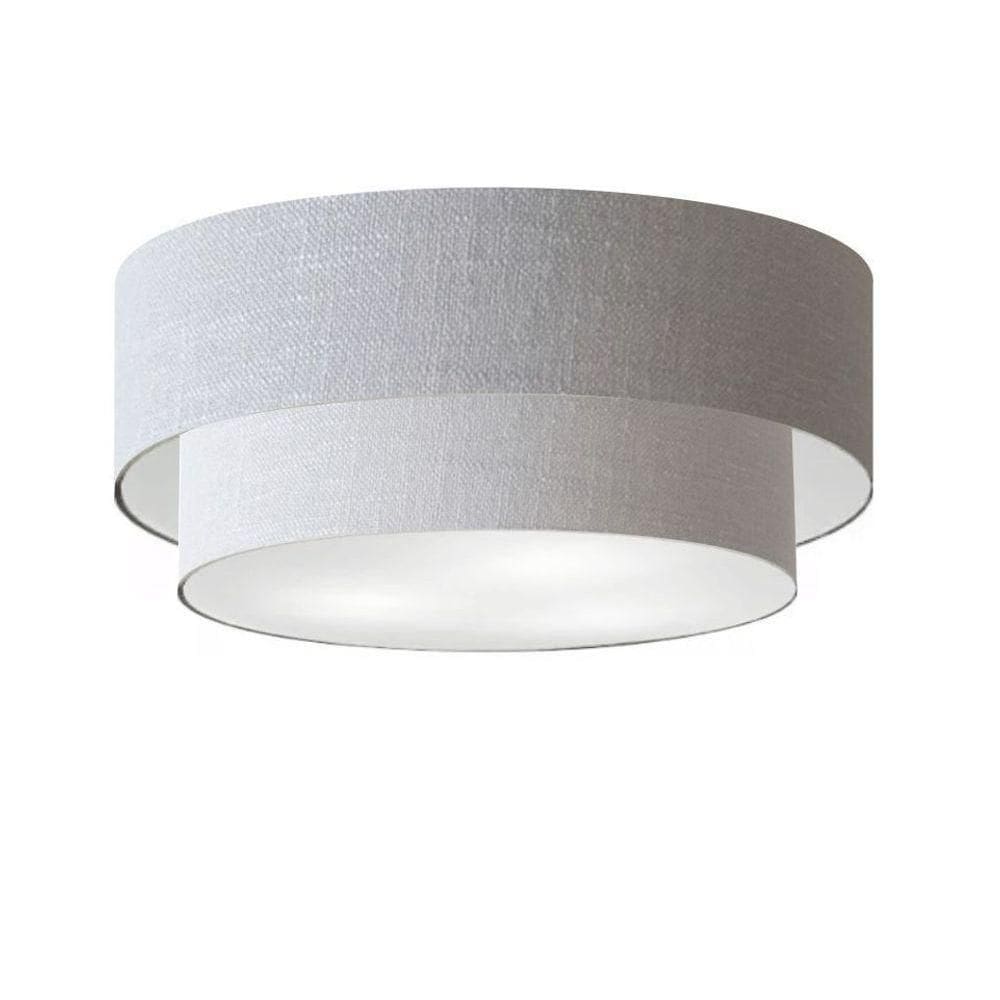 Plafon Duplo Cilíndrico Vivare Md-3065 Cúpula Em Tecido 80x70cm - Bivolt Rustico-cinza 127/220v