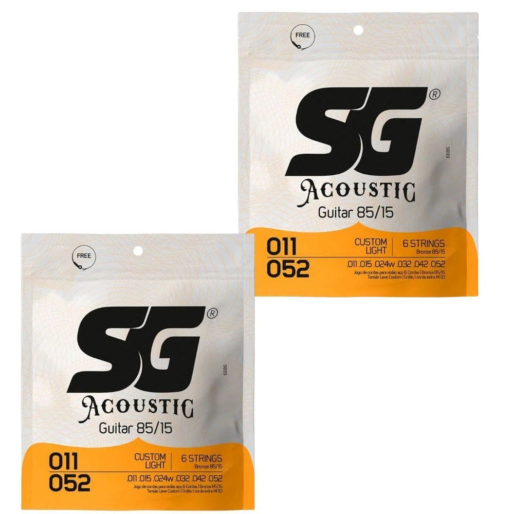Kit 2 Encordoamento Violão Aço 011 Bronze 85 15 Sg 011 052