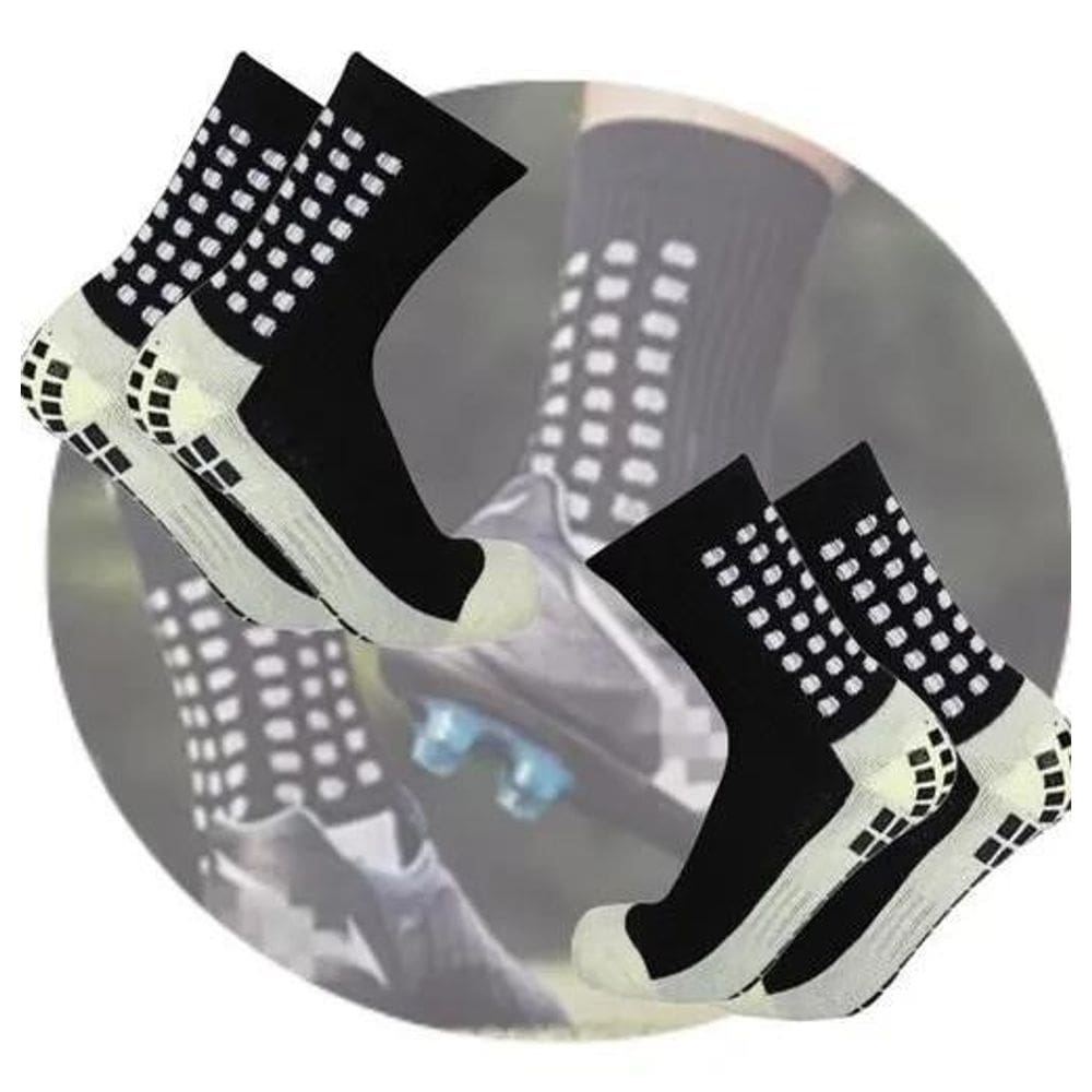 3X Kit 2 Pares Meia Futebol Antiderrapante Esportiva Cano Al