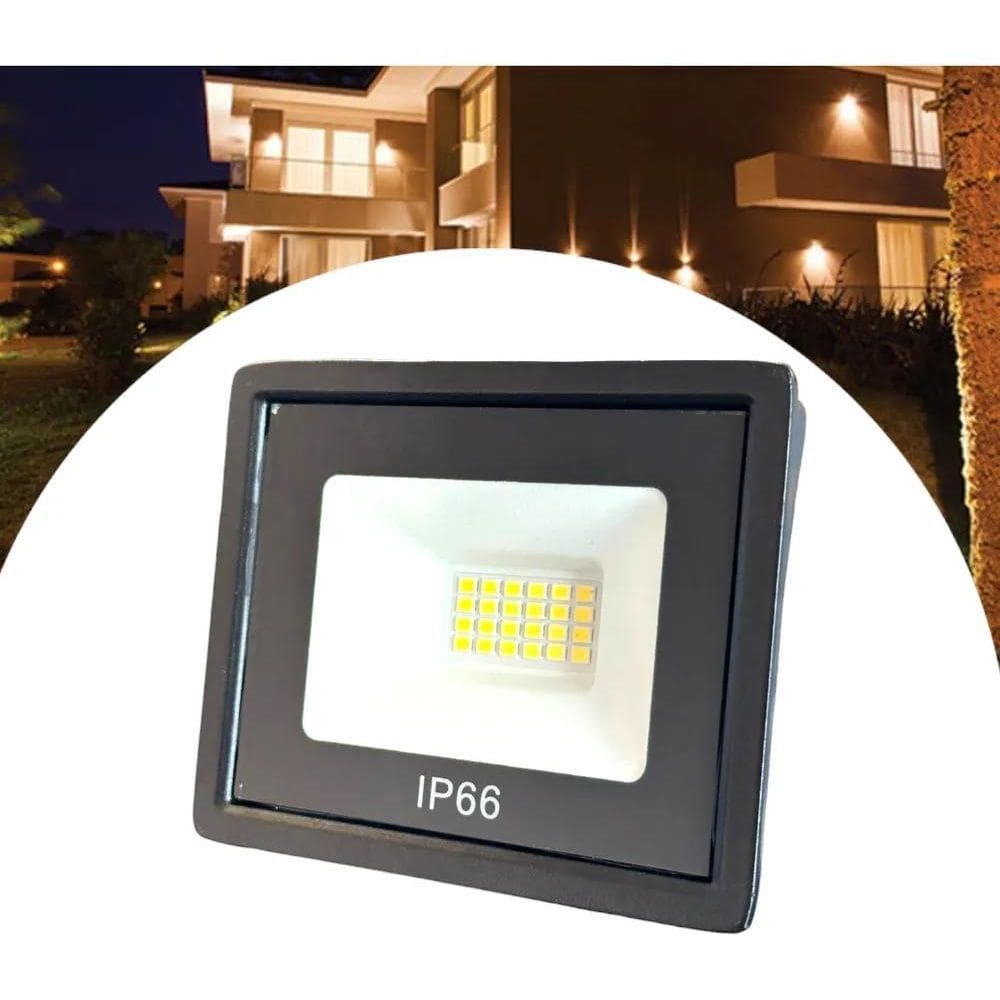 Refletor 50W Preto Prova Dágua Luz Fria 6500K Luz Branco-Fri