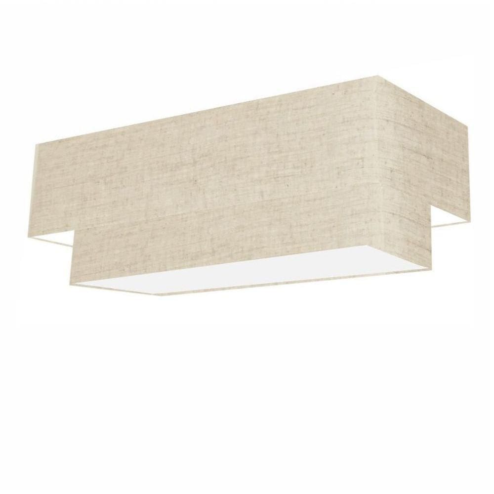 Plafon Duplo Retangular Vivare Md-3044 Cúpula Em Tecido 70x30cm X 60x25cm - Bivolt Rustico-bege 127/220v