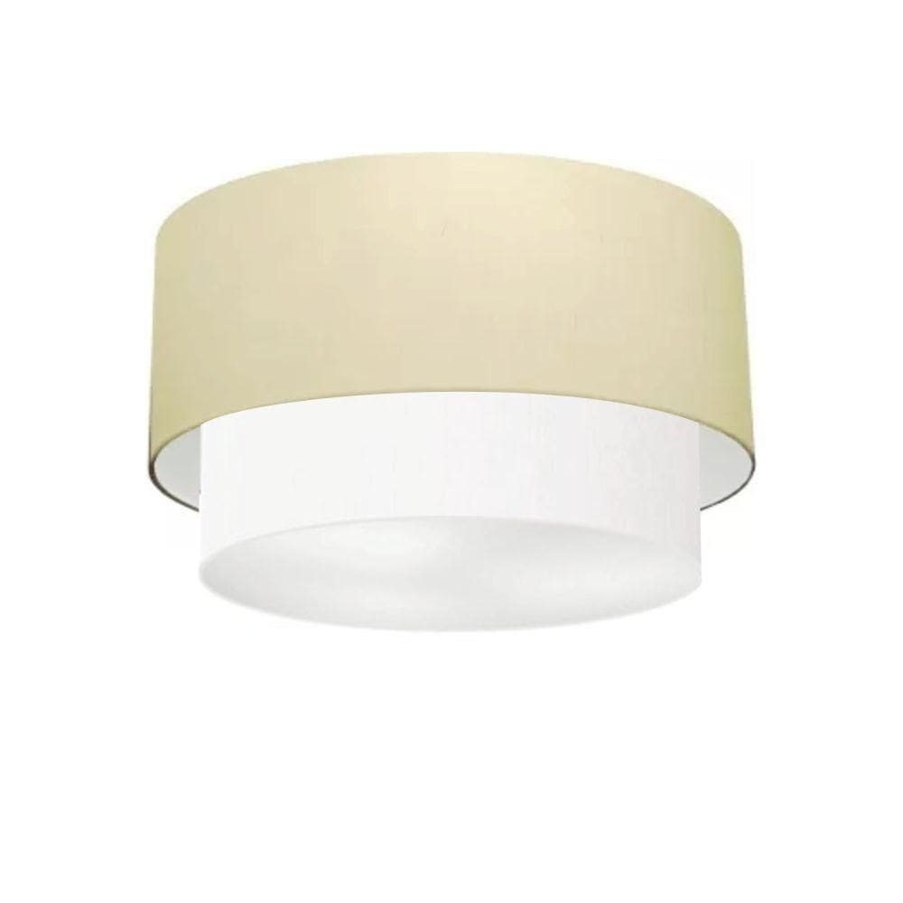 Plafon Duplo Cilíndrico Vivare Md-3045 Cúpula Em Tecido 40x35cm - Bivolt Algodão-crú-branco 127/220v