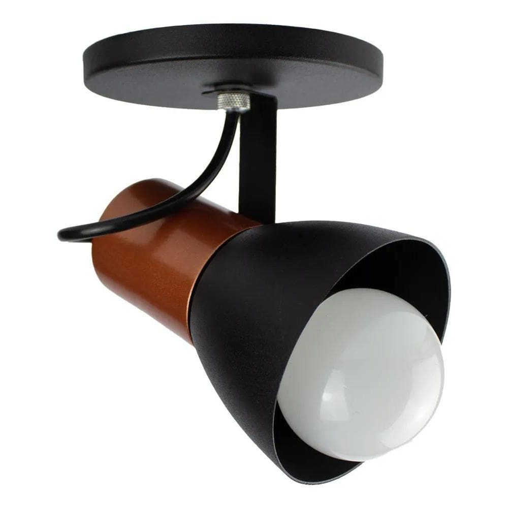 Spot De Sobrepor Direcionável 1 E 27 Cobre Preto Branco Estr