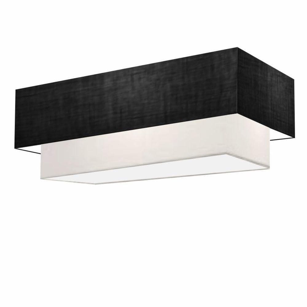 Plafon Duplo Retangular Vivare Md-3072 Cúpula Em Tecido 99x40cm X 80x30cm - Bivolt Preto-branco 127/220v