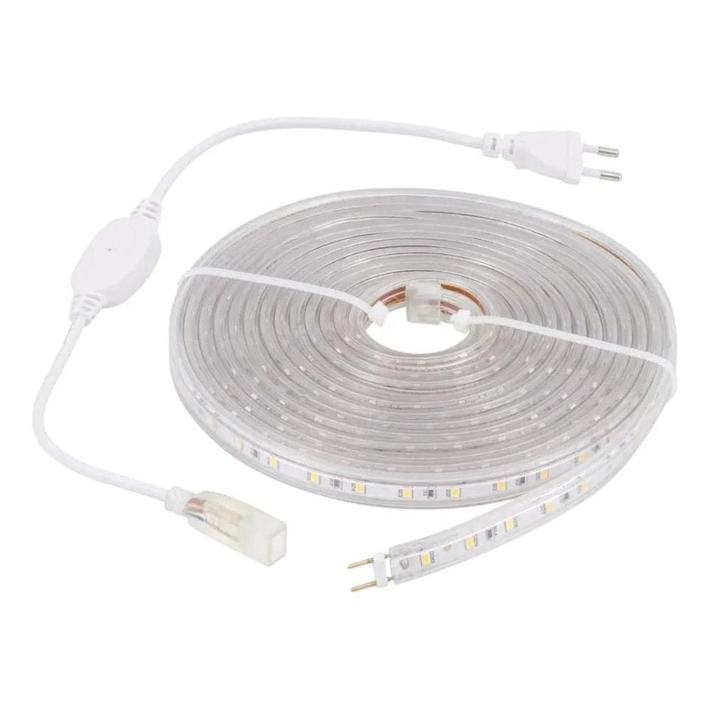 Fita Led Chata 2 Metros 6000K Branco Frio + Fonte Conector
