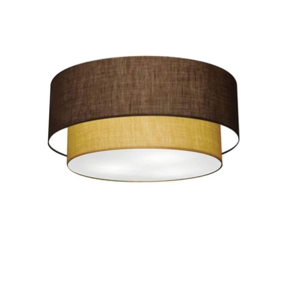 Plafon Duplo Cilíndrico Vivare Md-3062 Cúpula Em Tecido 45x40cm - Bivolt Café-palha 127/220v
