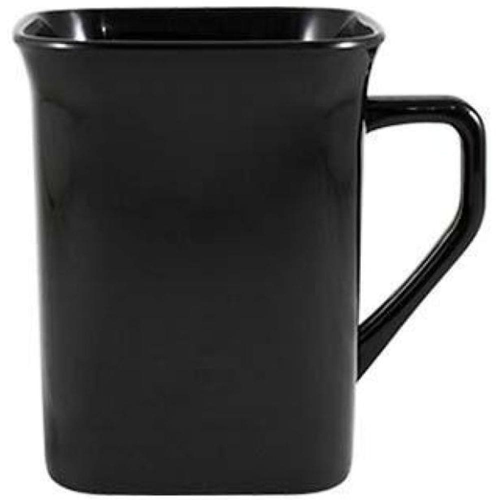 Kit 6 Canecas Quadrada Preto 250Ml Plástico Premium