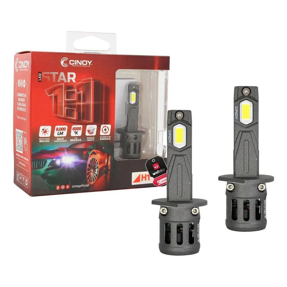 Lâmpada Led Mini Cinoy Star H1 H3 H7 H8 H9 H11 H27 Hb3 Hb4