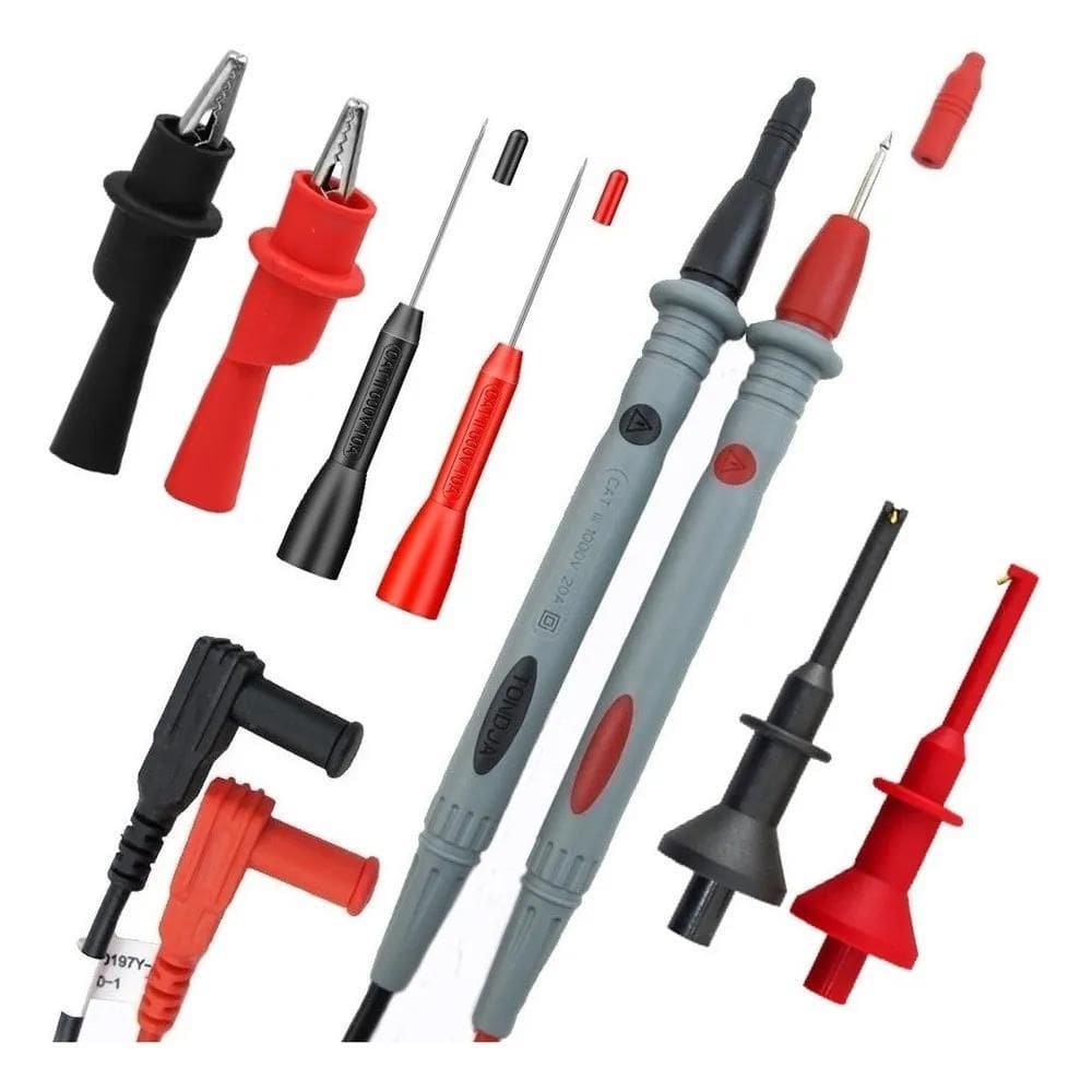 Kit Cabo De Teste Multímetro Ponteira Gancho Jacaré Agulha