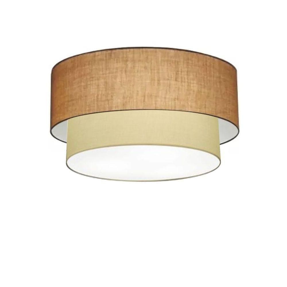 Plafon Duplo Cilíndrico Vivare Md-3062 Cúpula Em Tecido 45x40cm - Bivolt Palha-bege 127/220v
