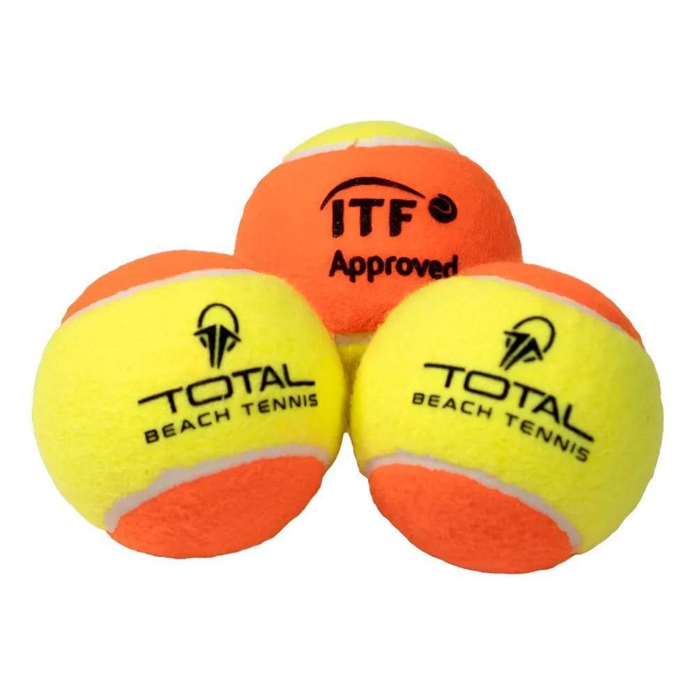 Kit Bola Total Beach Tennis Itf Profissional 3 Unidades